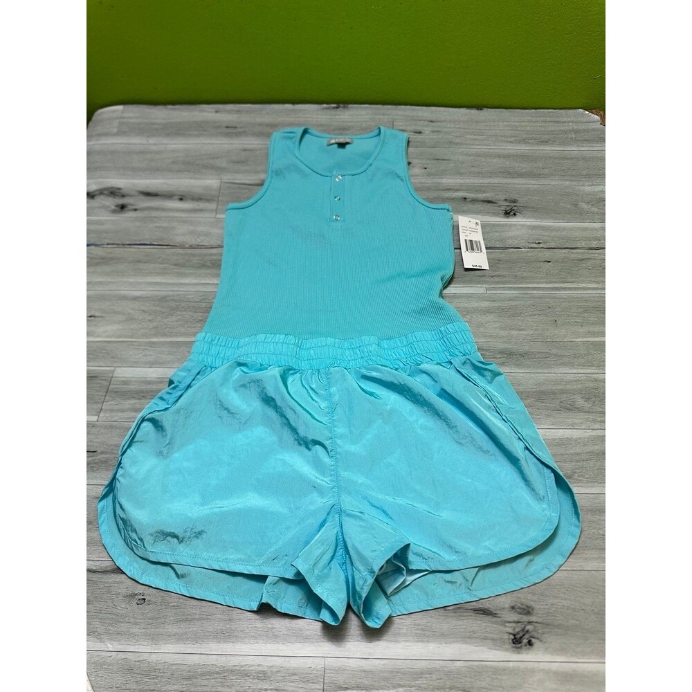 Tractr Aqua Ribbed Tank with Athletic Shorts Set size 16